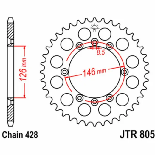 JT SPROCKETS Standard Stahlritzel hinten 805 - 428 für Suzuki DR125SM, TS125