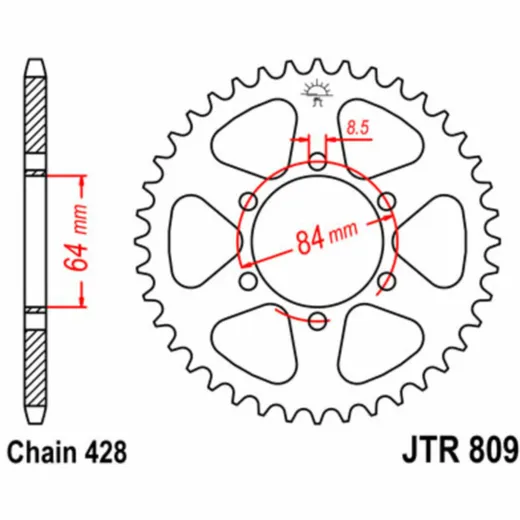 JT SPROCKETS Standard Stahlritzel hinten 809 - 428 für Suzuki DR125, RM100, TS100