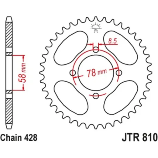 JT SPROCKETS Stahl-Standard-Kettenrad810 - 428 für Suzuki, Hyosung, Keeway