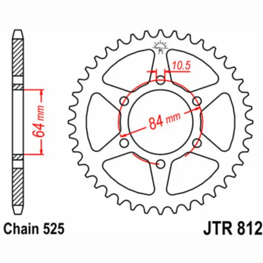 JT SPROCKETS Standard Stahlritzel hinten 812 - 525 für Suzuki GT250, TS250