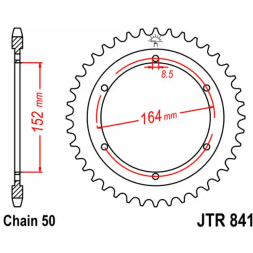 JT SPROCKETS Standard Stahlritzel hinten 841 - 530 für Yamaha SR500