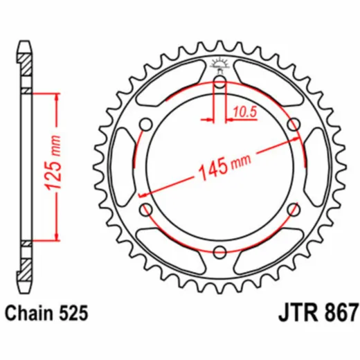JT SPROCKETS Steel Standard Rear Sprocket 867 - 525 for Yamaha TDM850 JTR867.44