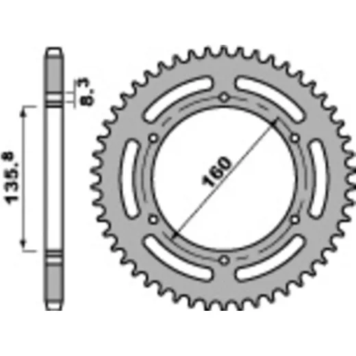 PBR Standard Stahlritzel hinten 3552 - 520 für Aprilia, BMW, Beta 3552.49.C45