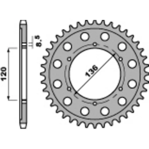 PBR Standard Stahlritzel hinten 4324 - 428 für Yamaha TDR125