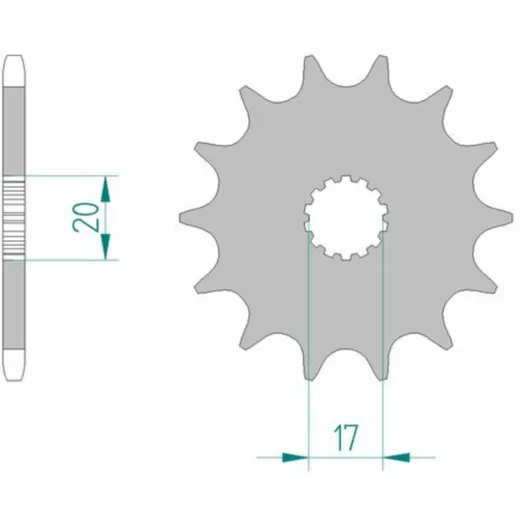 AFAM Selbstreinigendes Stahlritzel vorne 21203 - 520 für Yamaha, für: Gas Gas, MUZ