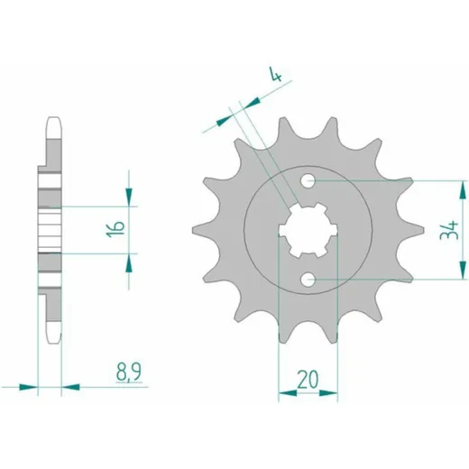 AFAM Standard Stahlritzel vorne 21300 - 520 für Hyosung GT250, GT250COMET, GT250R Yamaha TT-R230, YFS200BLASTER