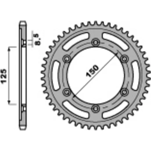 PBR Steel Standard Rear Sprocket 4507 - 520 for KTM 690DUKE, 690ENDURO