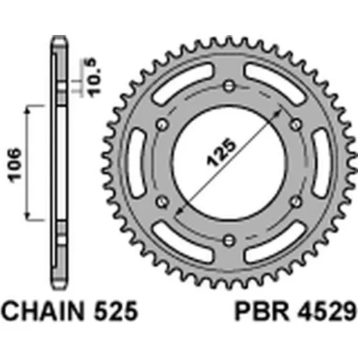 PBR Ultraleichtes Aluminiumritzel hinten 4529 - 525 4529 44 L
