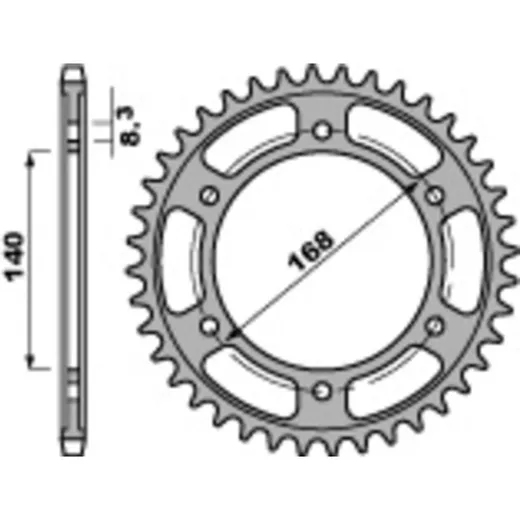 PBR Standard Stahlritzel hinten 4550 - 525 für BMW F800GS, F800R 4550.47.C45