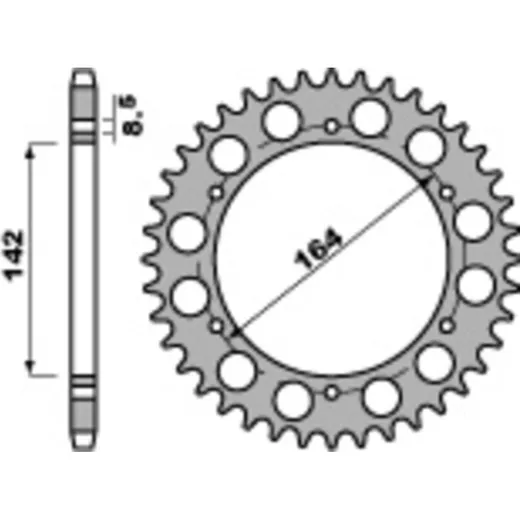 PBR Standard Stahlritzel hinten 4589 - 525 für Hyosung GT650