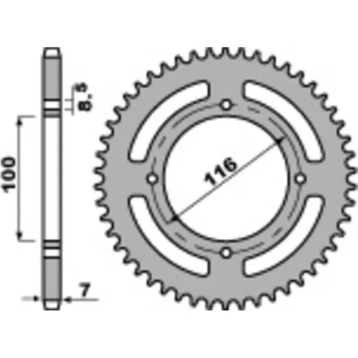 PBR Standard Stahlritzel hinten 467M - 428 für Kawasaki KX100, KX80, KX85