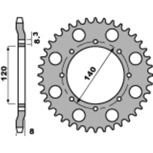 PBR Standard Stahlritzel hinten 506 - 520 für Kawasaki KLR600