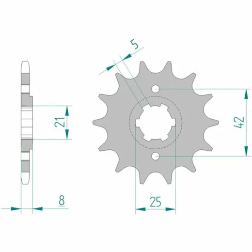 AFAM Steel Standard Front Sprocket 21502 - 520 for Yamaha FZR600GENESIS, SRX600, TT350 21502-15