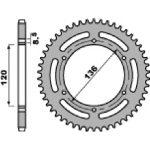 PBR Standard Stahlritzel hinten 859 - 520 für Yamaha RD350, SRX600, SZR660
