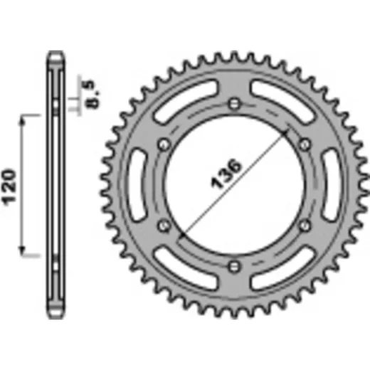 PBR Standard Stahlritzel hinten 864 - 530 für Yamaha YT60