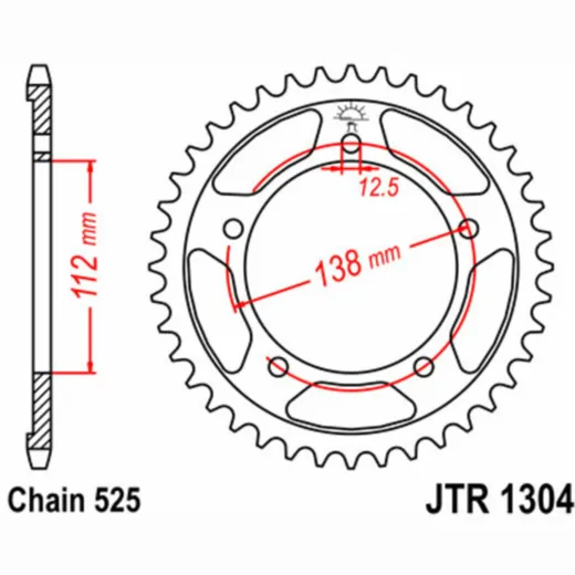 JT SPROCKETS Standard Stahlritzel hinten 1304 - 525 für Honda CB600FHORNET, CB650F, CB650R