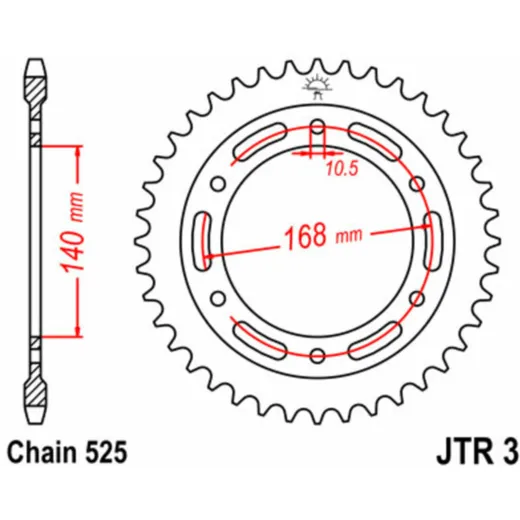 JT SPROCKETS Standard Stahlritzel hinten 3 - 525 für BMW F650GS, F700GS, F800GS