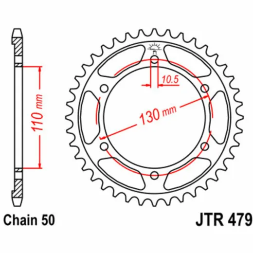 JT SPROCKETS Standard Stahlritzel hinten 479 - 530 für Yamaha, Kawasaki, Suzuki
