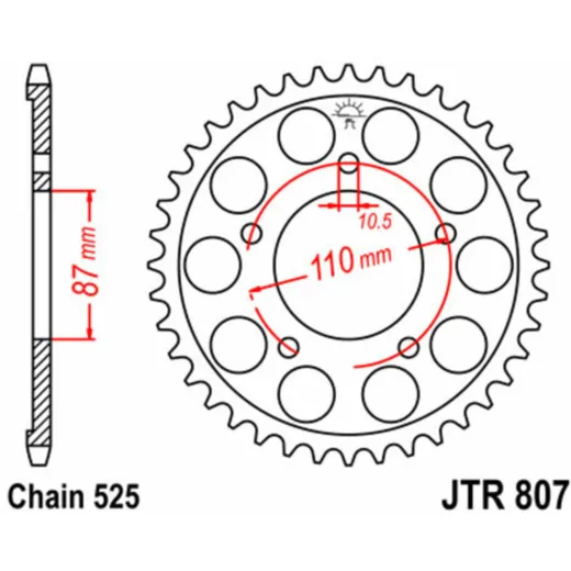 JT SPROCKETS Steel Standard Rear Sprocket 807 - 525 for Suzuki GSF400BANDIT, GSF650BANDIT, GSX400