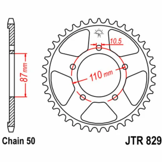 JT SPROCKETS Standard Stahlritzel hinten 829 - 530 für Suzuki GSF600BANDIT, GSF650BANDIT, GSX600 JTR829.45