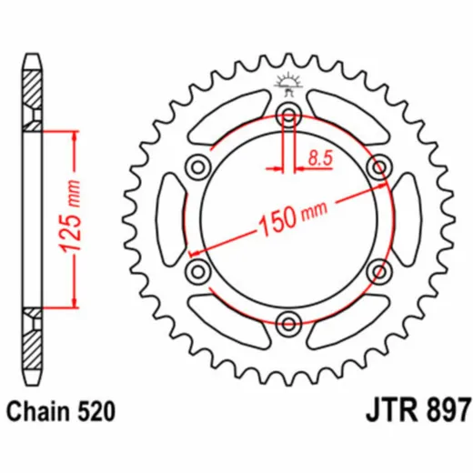 JT SPROCKETS Standard Stahlritzel hinten 897 - 520 für KTM, Husaberg, Husqvarna JTR897.44
