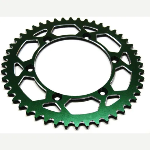 ART Aluminium Ultra-Light Self-Cleaning Rear Sprocket 460 - 520 for Kawasaki KDX200, KDX250, KLX250 Suzuki RM-Z250 ART-460A-48-GRN