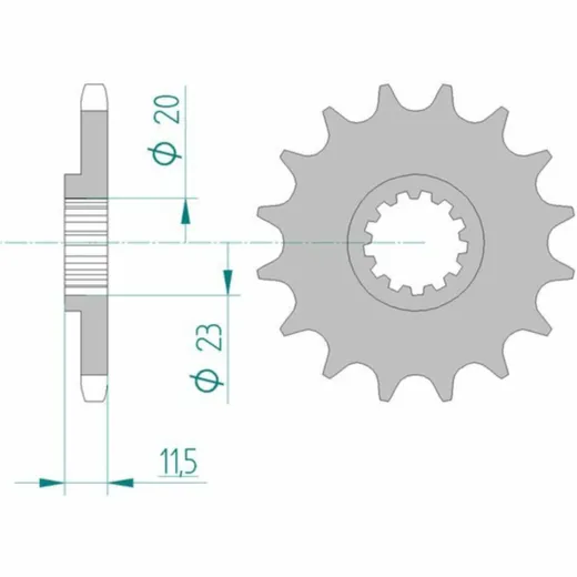 AFAM Standard Stahlritzel vorne 22201 - 428 für Suzuki DF125, DR125, DR-Z125 Kawasaki KLX125