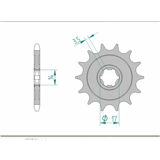 AFAM Standard Stahlritzel vorne 24203 - 428 für Kawasaki D-TRACKER125, KLX125
