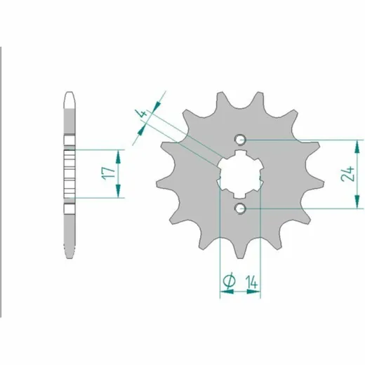 AFAM Standard Stahlritzel vorne 49102 - 420 für Derbi, Aprilia, Gilera 49102-12
