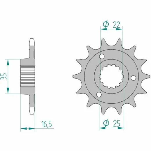 AFAM Standard Stahlritzel vorne 52613 - 525 für Ducati 1000MONSTER, 1000MULTISTRADA, 1000SSSUPERSPORT 52613-15