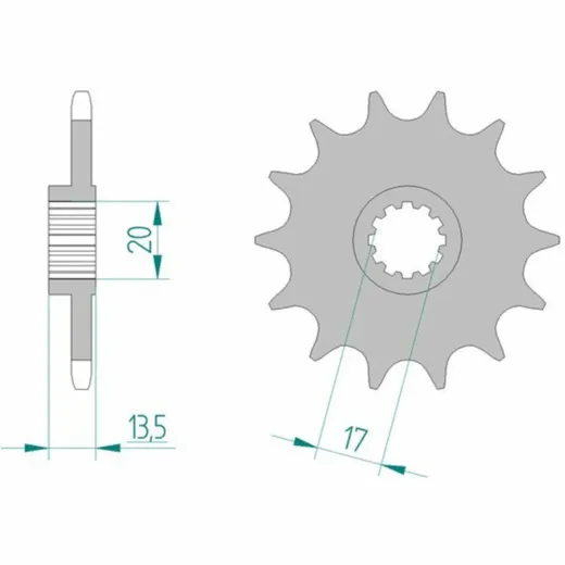 AFAM Standard Stahlritzel vorne 55300 - 520 für Fantic 125.3TRIAL, 305TRIAL, 307TRIAL