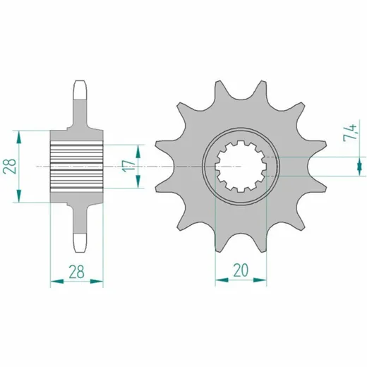 AFAM Standard Stahlritzel vorne 58201 - 520 für Gilera MXR125, XR1125, XR2125