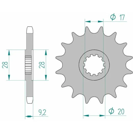 AFAM Standard Stahlritzel vorne 94121 - 428 für HM CRE50, CRE50BAJA, CRE50DERAPAGE 94121-14