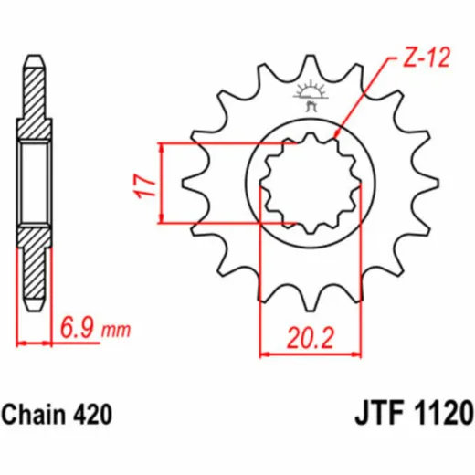 JT SPROCKETS Steel Standard Front Sprocket 1120 - 420 for Rieju, Peugeot, Aprilia JTF1120.11
