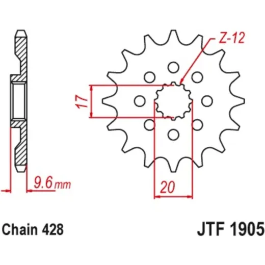 JT SPROCKETS Standard Stahlritzel vorne 1905 - 428 für Beta, Husqvarna, KTM