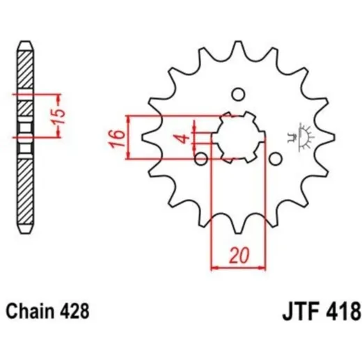 JT SPROCKETS Stahl Ritzel vorne 418 - 428 für Kawasaki KE100, KE125, KH125 Yamaha DT125