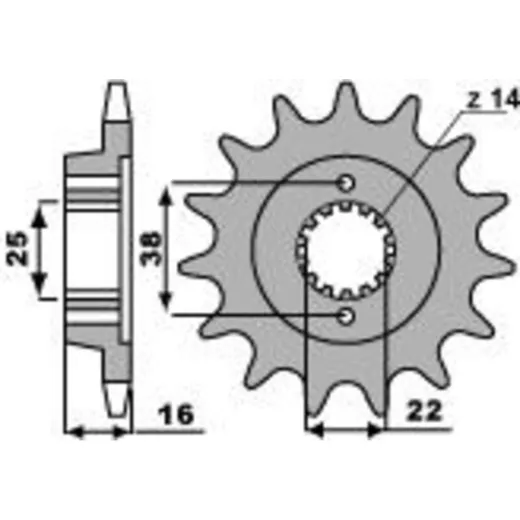 PBR Standard Stahlritzel vorne 2222 - 525 für Ducati 796HYPERMOTARD, 796MONSTER, 950MULTISTRADA 2222.15.18NC