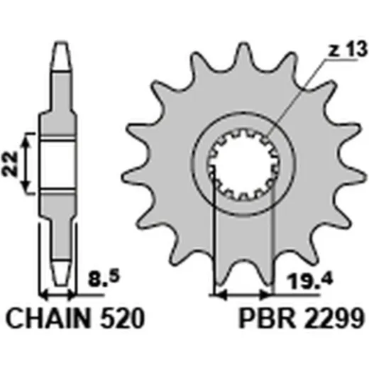 PBR Standard Stahlritzel vorne 2299 - 520