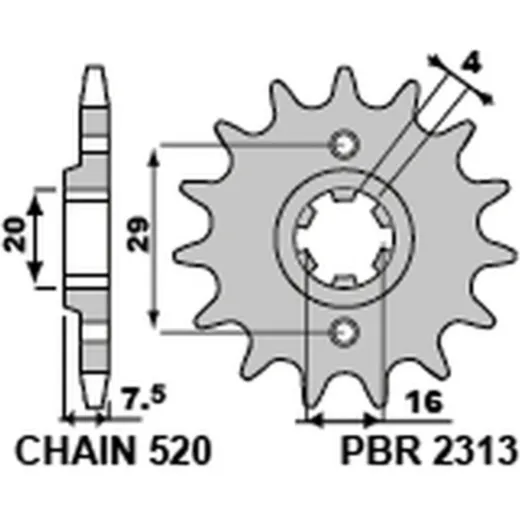 PBR Standard Stahlritzel vorne 2313 - 520