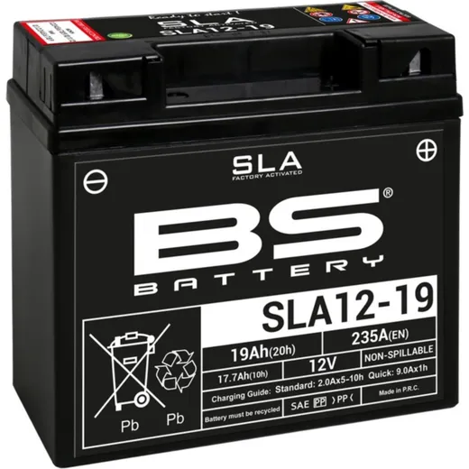 BS BATTERY SLA Battery Maintenance Free Factory Activated - SLA12-19 for BMW K1100LT, K1100RS, K1200GT