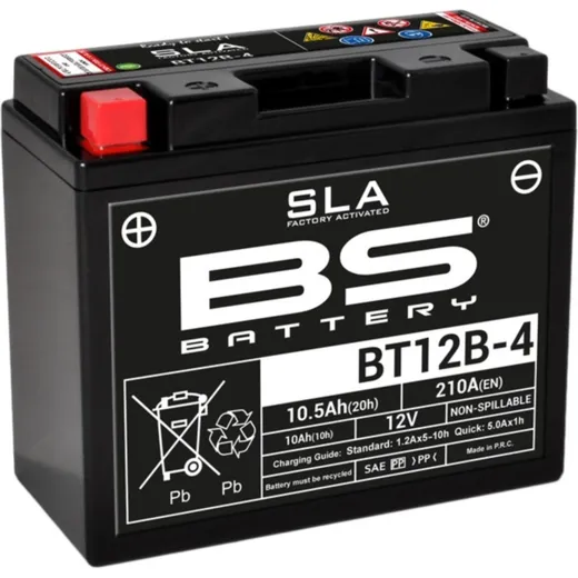 BS BATTERY SLA Battery Maintenance Free Factory Activated - BT12B-4 for Ducati, Yamaha, Aprilia
