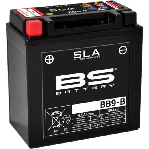 BS BATTERY SLA Battery Maintenance Free Factory Activated - BB9-B for Gilera, Aprilia, Piaggio