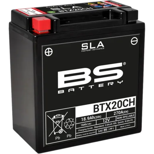 BS BATTERY SLA Battery Maintenance Free Factory Activated - BTX20CH for Moto Guzzi, Suzuki, Triumph
