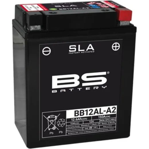 BS BATTERY SLA Battery Maintenance Free Factory Activated - BB12AL-A2 for Yamaha, Peugeot, Aprilia