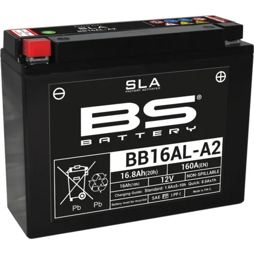 BS BATTERY SLA Battery Maintenance Free Factory Activated - BB16AL-A2 for Ducati, Yamaha, Cagiva