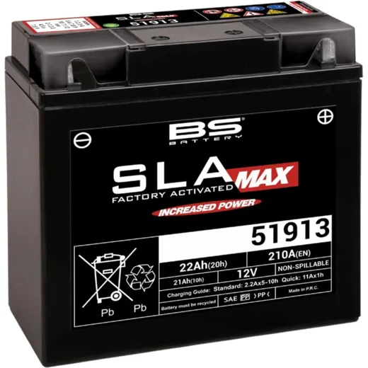 BS BATTERY SLA Max Battery Maintenance Free Factory Activated - 51913 for BMW K1100LT, K1100RS, K1200GT