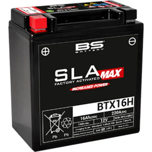 BS BATTERY SLA Max Battery Maintenance Free Factory Activated - BTX16H for Piaggio, BMW, Gilera