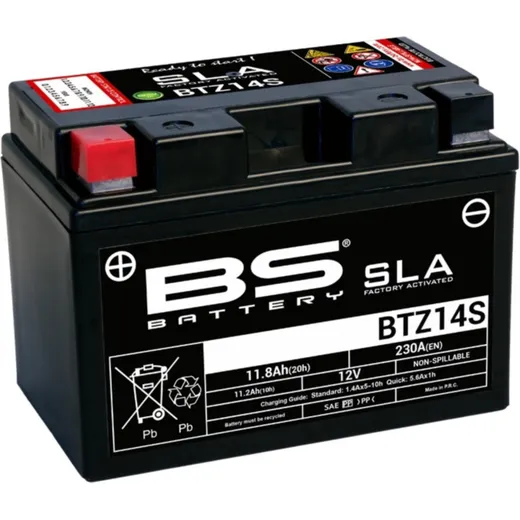 BS BATTERY SLA Battery Maintenance Free Factory Activated - BTZ14S for Honda, KTM, Yamaha
