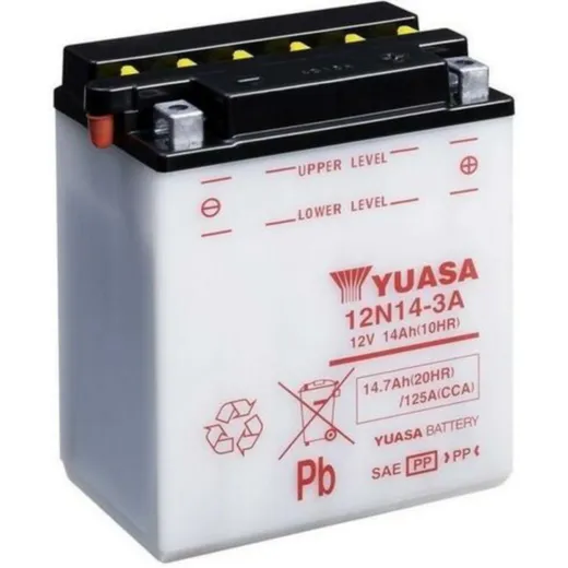 YUASA Battery Conventional without Acid Pack - 12N14-3A for MUZ, for: Ducati, Honda