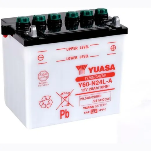 YUASA Battery Conventional without Acid Pack - Y60-N24L-A for Moto Guzzi, Ducati, Laverda